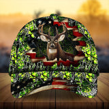 Maxcorners Premium Best Dark Old Flag Hunting Deer Personalized Hats 3D Multicolored