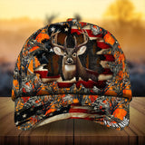 Maxcorners Premium Best Dark Old Flag Hunting Deer Personalized Hats 3D Multicolored