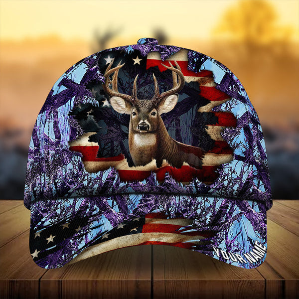 Maxcorners Premium Best Dark Old Flag Hunting Deer Personalized Hats 3D Multicolored