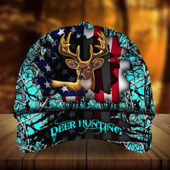 Maxcorners Eternity Cracked US Flag Deer Hunting Camo Pattern 3D Multicolor Personalized Cap