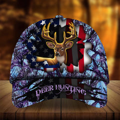 Maxcorners Eternity Cracked US Flag Deer Hunting Camo Pattern 3D Multicolor Personalized Cap