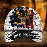Maxcorners Eternity Cracked US Flag Deer Hunting Camo Pattern 3D Multicolor Personalized Cap