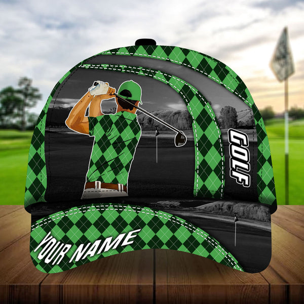 Maxcorners Golf Premium Argyle Cool Golfer Personalized Name All Over Printed Cap