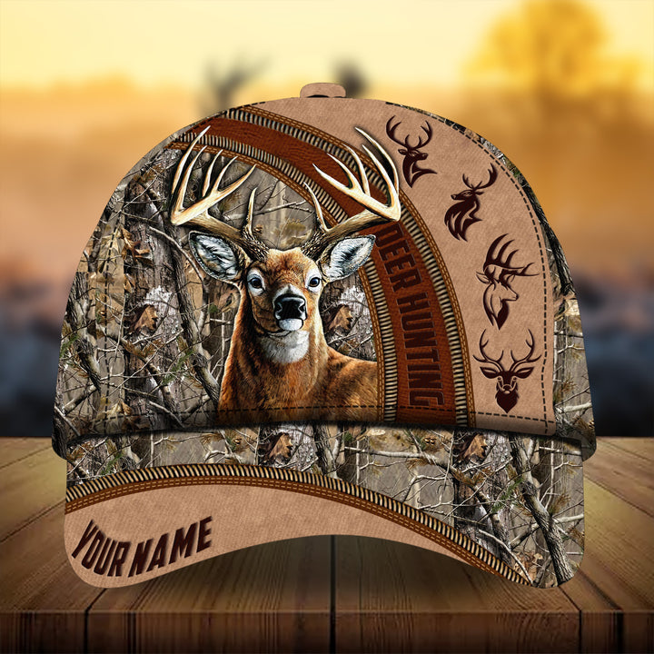 Maxcorners Cool Leather Hunting Deer Personalized Hats 3D Multicolored