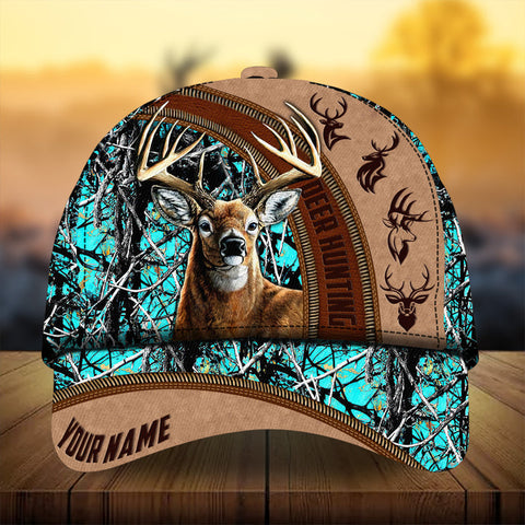 Maxcorners Cool Leather Hunting Deer Personalized Hats 3D Multicolored