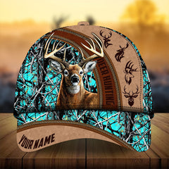 Maxcorners Cool Deer Hunting Leather Pattern 3D Multicolor Personalized Cap