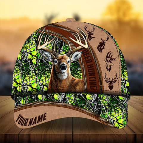 Maxcorners Cool Leather Hunting Deer Personalized Hats 3D Multicolored