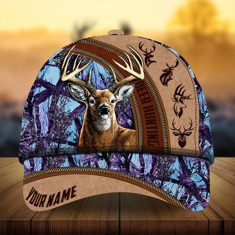 Maxcorners Cool Leather Hunting Deer Personalized Hats 3D Multicolored