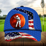 Maxcorners Golf Premium American Flag Old Golf Man Personalized Name All Over Printed Cap