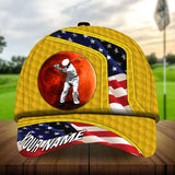 Maxcorners Golf Premium American Flag Old Golf Man Personalized Name All Over Printed Cap