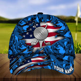 Maxcorners Golf Premium American Camo Personalized Name All Over Printed Cap