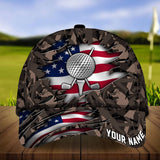 Maxcorners Golf Premium American Camo Personalized Name All Over Printed Cap