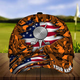 Maxcorners Golf Premium American Camo Personalized Name All Over Printed Cap