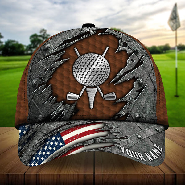 Maxcorners Golf Cool American Metal Personalized Name All Over Printed Cap