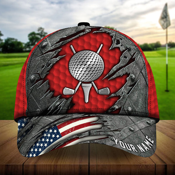 Maxcorners Golf Cool American Metal Personalized Name All Over Printed Cap