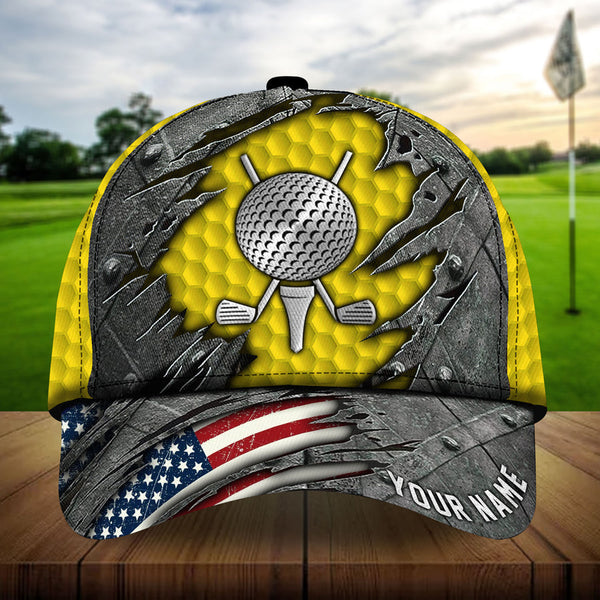 Maxcorners Golf Cool American Metal Personalized Name All Over Printed Cap