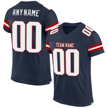 Maxcorners Custom Navy White-Red Mesh Authentic Football Jersey LM2605