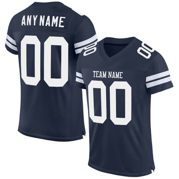 Maxcorners Custom Navy White Mesh Authentic Football Jersey LM2605
