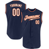 Maxcorners Custom Navy White-Orange Authentic Sleeveless Baseball Jersey LM2605
