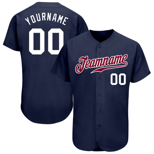 Maxcorners Custom Navy White-Maroon Authentic Baseball Jersey LM2605
