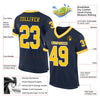 Maxcorners Custom Navy Gold-White Mesh Authentic Throwback Football Jersey LM2605