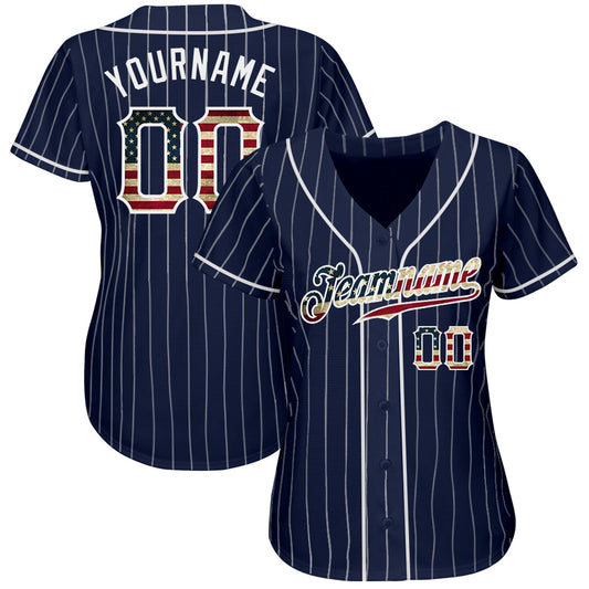 Maxcorners Custom White Vintage USA Flag-Black Premium Baseball Jersey LM0210