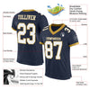 Maxcorners Custom Navy White-Old Gold Mesh Authentic Football Jersey LM2605