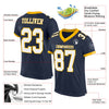 Maxcorners Custom Navy White-Gold Mesh Authentic Classic Football Jersey LM2605
