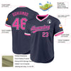 Maxcorners Custom Navy Pink-White Authentic Throwback Baseball Jersey LM2605