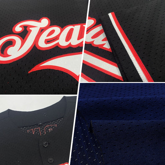 Maxcorners Custom Navy Old Gold-White Mesh Authentic Throwback Baseball Jersey LM2605