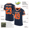 Maxcorners Custom Navy Orange-White Mesh Authentic Throwback Football Jersey LM2605