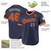 Maxcorners Custom Navy Orange-Gray Authentic Throwback Baseball Jersey LM2605
