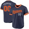 Maxcorners Custom Navy Orange-Gray Authentic Throwback Baseball Jersey LM2605
