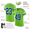 Maxcorners Custom Neon Green Royal-White Mesh Authentic Football Jersey LM2605