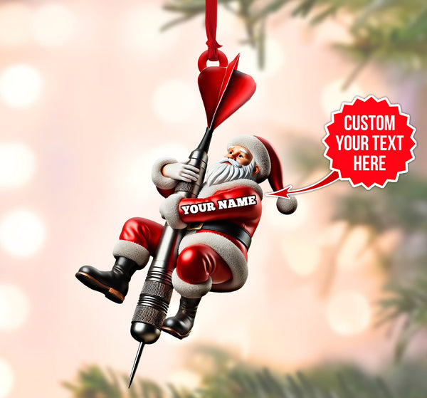 Maxcorners Personalized Dart Board Santa Ornament, Christmas Gift For Dart Lovers, Funny Santa Christmas Ornament