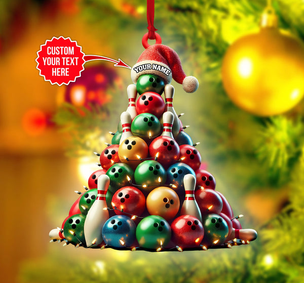 Maxcorners Bowling Christmas Tree Ornament, Custom Bowling Ball, Gift For Bowling Lovers, Acrylic Ornament