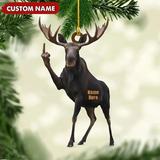 Maxcorners Personalized Funny Moose Fukin Acrylic Christmas Ornament - Custom Decoration Holiday Gift for Hunters 2D Flat