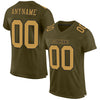 Maxcorners Custom Olive Old Gold-Black Mesh Authentic Salute To Service Football Jersey LM2605