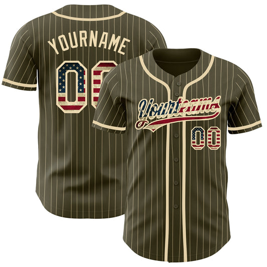 Maxcorners Custom Crimson Vintage USA Flag-Cream Premium Raglan Sleeves Baseball Jersey LM0210