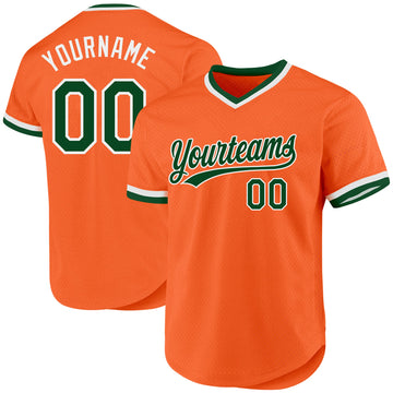 Maxcorners Custom Orange Green-White Authentic Throwback Baseball Jersey LM2605