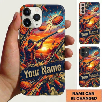 Maxcorners Trap Shooting Sunset Shooter Camo Clay Burst Shells Personalized Phone Case
