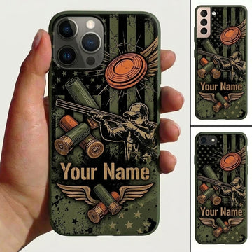 Maxcorners Trap Shooting Winged Clay Shells American Flag Shooter Personalized Phone Case