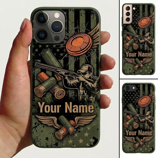 Maxcorners Trap Shooting Winged Clay Shells American Flag Shooter Personalized Phone Case