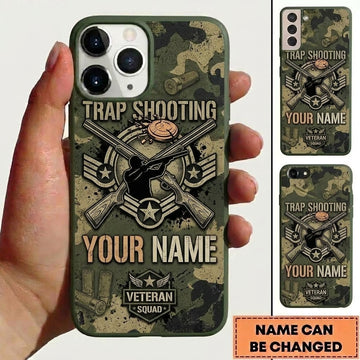 Maxcorners Trap Shooting Camo Crossed Shotguns Veteran Squad Personalized Phone Case