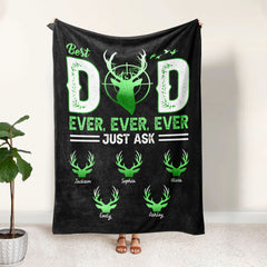 Maxcorners Personalized Hunting Dad Blanket, Best Dad Ever Blanket, Custom Soft Cozy Sherpa Fleece Throw Blanket, Father's Day Gift for Dad, Grandpa | Green LM1711