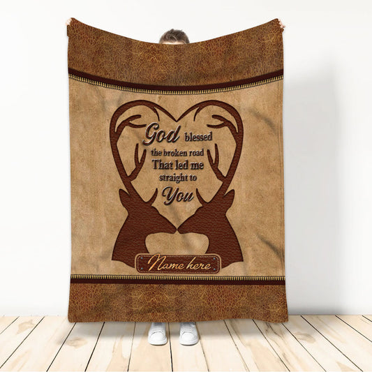 Maxcorners Personalized Hunting Blanket, Deer Hunting Buck Hunter Couple Valentine Sherpa Fleece Blanket, Custom Name Soft Cozy Plush Throw Blanket
 LM1711