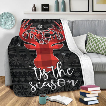 Maxcorners Hunting Blanket, Deer Buck Hunter Hunting Tis The Seaoson Christmas Xmas Noel Sherpa Fleece Blanket, Soft Cozy Plush Throw Blanket

 LM1711