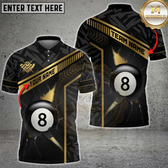 Maxcorners billiard shirt with gold strike line graphic, personalized unisex 3D shirt for players and teams