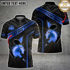 Maxcorners bowling shirt featuring gold strike line pattern, unisex 3D polo with custom name and team option
