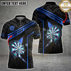 Maxcorners darts shirt with gold strike line design, customizable 3D polo shirt for teams and players.